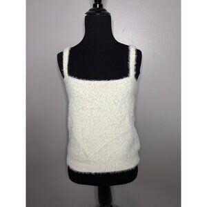 Willow & Wind Women Size M Fuzzy Eyelash Knit Ivory Cream Tank Top Soft Layering
